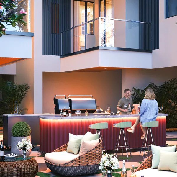 The barbeque counter with lounge seating