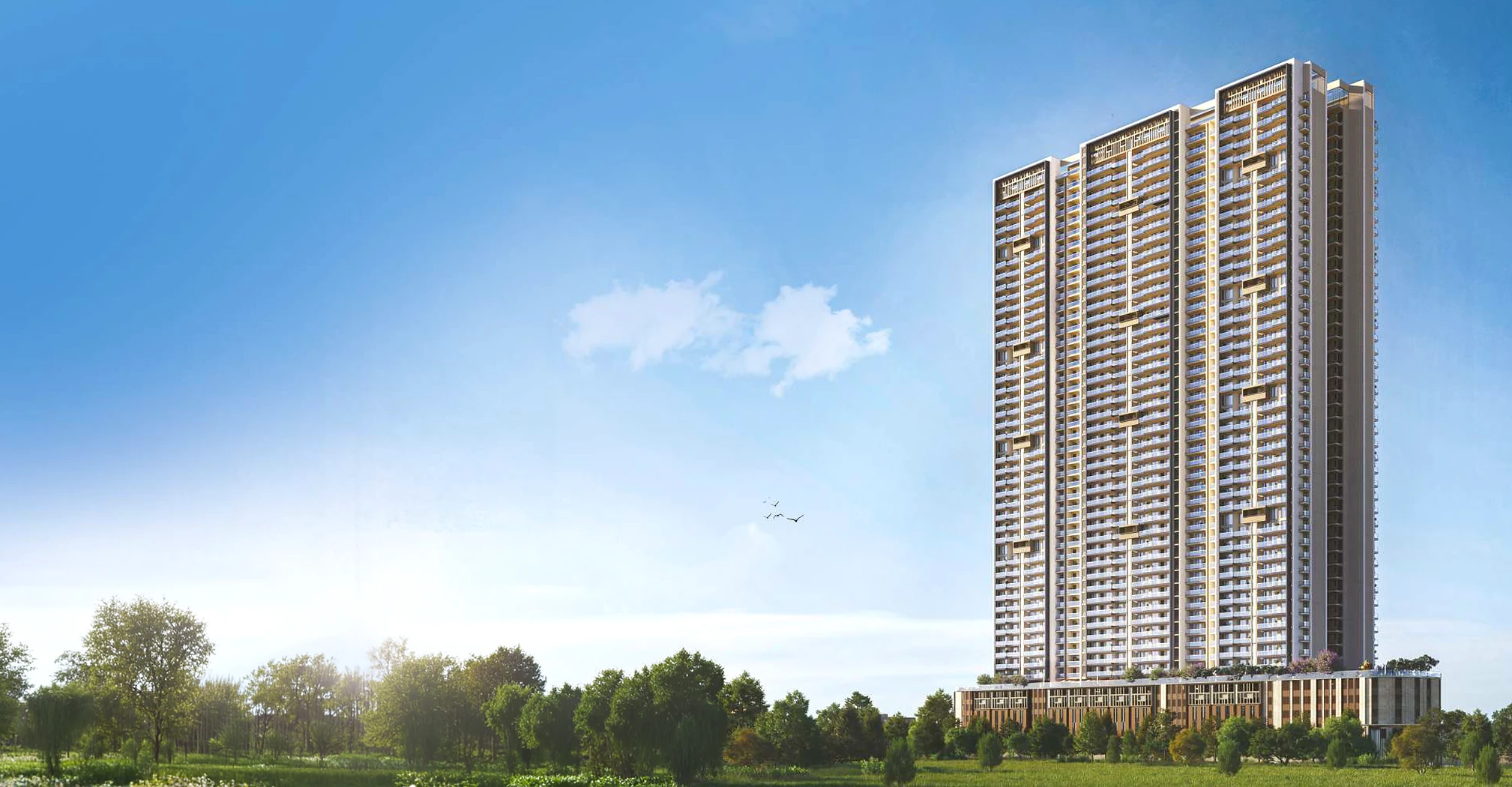 Levante Residences tower against a clear sky (artistic impression)